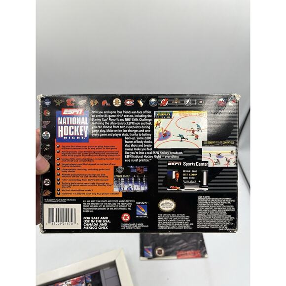 ESPN National Hockey Night (SNES, 1994) CIB Manual Tested B - Picture 10 of 16
